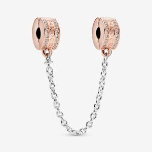 Pandora logo fixed clip safety chain
